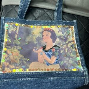 Disney Denim Mini Bag with Sequin Snow White Design